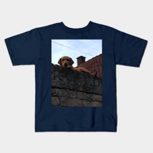 Puppy on the roof in Serbia Kids T-Shirt